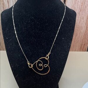 Gold Heart Pendant Necklace- Handmade- Art By Any Means